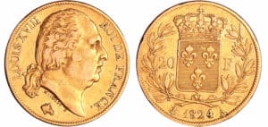France - Louis XVIII (1815-1824) - 20 francs au buste nu 1824 A (Paris)