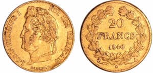 France - Louis-Philippe Ier (1830-1848) - 20 francs tête laurée 1840 A (Paris) France - Louis-Philippe Ier (1830-1848) - 20 francs tête laurée 1840 A (Paris)