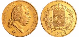 France - Louis XVIII (1815-1824) - 40 francs 1818 W (Lille) France - Louis XVIII (1815-1824) - 40 francs 1818 W (Lille)