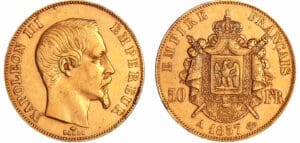 France - Napoléon III (1852-1870) - 50 francs tête nue 1857 A (Paris)