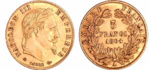 France - Napoléon III (1852-1870) - 5 francs tête laurée 1864 A (Paris) France - Napoléon III (1852-1870) - 5 francs tête laurée 1864 A (Paris)