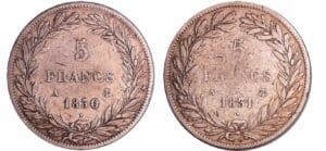 France - Louis-Philippe Ier (1830-1848) - 5 francs tête nue tranche en relief série année 1830 et 1831 (2 monnaies) France - Louis-Philippe Ier (1830-1848) - 5 francs tête nue tranche en relief série année 1830 et 1831 (2 monnaies)