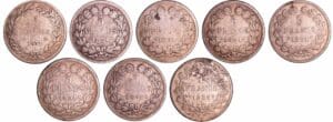 France - Louis-Philippe Ier (1830-1848) - 5 francs tête laurée 1er type tranche en relief année 1831 (8 monnaies) France - Louis-Philippe Ier (1830-1848) - 5 francs tête laurée 1er type tranche en relief année 1831 (8 monnaies)