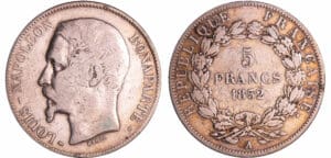 France - Louis Napoléon Bonaparte (1848-1852) - 5 francs 1852 A (Paris) France - Louis Napoléon Bonaparte (1848-1852) - 5 francs 1852 A (Paris)