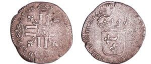 France - Louis XIV (1643-1715) - 15 deniers ou quinzain surfrappé sur un ancien flan - 1693 M couronné France - Louis XIV (1643-1715) - 15 deniers ou quinzain surfrappé sur un ancien flan - 1693 M couronné
