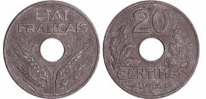 France - Etat Français (1940-1944) - 20 centimes "20" 1944