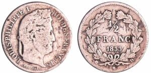 France - Louis-Philippe Ier (1830-1848) - 1/2 franc 1833 D (Lyon) France - Louis-Philippe Ier (1830-1848) - 1/2 franc 1833 D (Lyon)