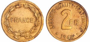 France - France libre (1940-1944) - 2 francs France libre - 1944 (Philadelphie)
