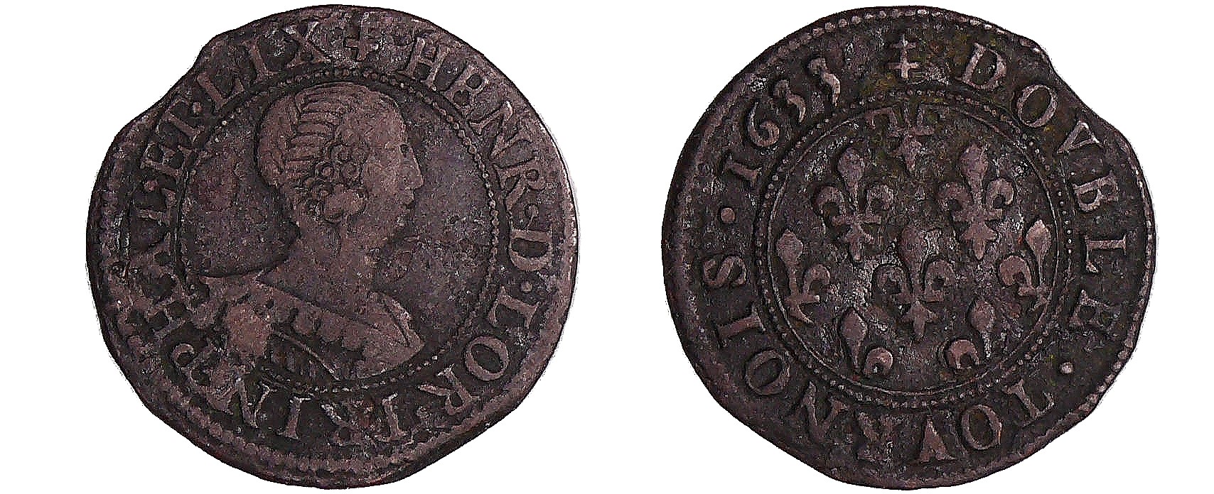 France - Lorraine - Henriette de Lorraine - Double tournois 1633 (Phalsbourg Lixhein) France - Lorraine - Henriette de Lorraine - Double tournois 1633 (Phalsbourg Lixhein)