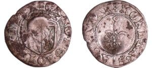France - Lorraine - Duché de Lorraine - Charles III - Double denier (Nancy) contremarque d'un aiglon