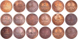 France - Troisième république (1871-1940) - 2 centimes Dupuis lot de 18 monnaies dont la 1900