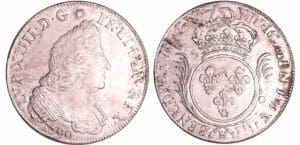 France - Louis XIV (1643-1715) - Ecu aux palmes - 169, H (La Rochelle) flan réformé