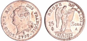 France - Constitution (1791-1792) - 15 sols type FRANCOIS 1791 A (Paris)