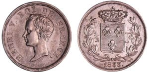 France - Henri V Comte de Chambord (1820-1883) - 1/2 franc 1833 France - Henri V Comte de Chambord (1820-1883) - 1/2 franc 1833