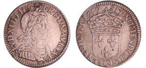 France - Louis XIV (1643-1715) - 1/12 d’écu à la mèche longue - 1659 E (Tours)