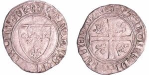 France - Charles VI (1380-1422) - Blanc guénar - 2ème émission (11 septembre 1389) - Romans