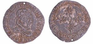 France - Henri III (1574-1589) - Demi-franc au col plat - 1587 I (Limoges) Faux en étain