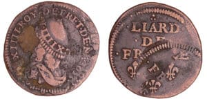 France - Louis XIV (1643-1715) - Liard de France, 2ème type au buste jeune - 1655 double frappe
