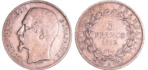 France - Louis Napoléon Bonaparte (1848-1852) - 5 francs 1852 A (Paris) France - Louis Napoléon Bonaparte (1848-1852) - 5 francs 1852 A (Paris)