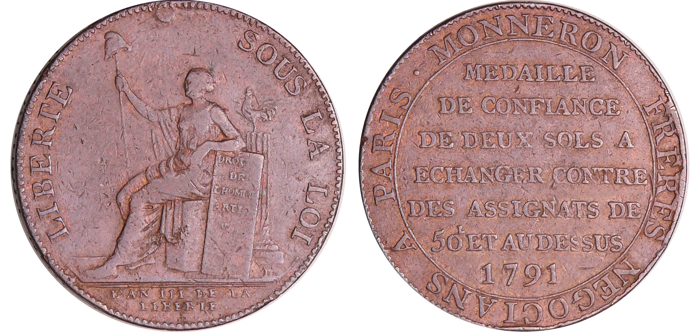 France - Constitution (1791-1792) - Monneron de 2 sols - 1791 France - Constitution (1791-1792) - Monneron de 2 sols - 1791