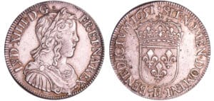 France - Louis XIV (1643-1715) - ½ écu à la mèche longue - 1651 H (La Rochelle)