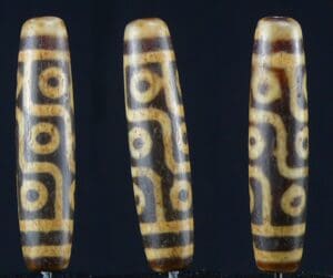 Asie - Tibet - Perle talisman Dzi en agate