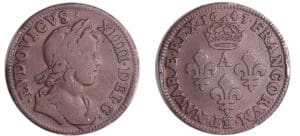 France - Louis XIV (1643-1715) - Essai du double tournoi large aux lis couronnés - 1643 A (Paris)