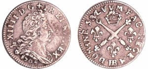 France - Louis XIV (1643-1715) - 5 sols aux insignes - 1704 BB (Strasbourg)