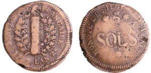 France - République française (L'an 2 de l'Egalité) - Siège de Mayence - 5 sols 1793 An 2ème
