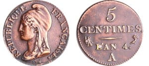 France - Directoire (1795-1799) - 5 centimes Dupré - petit module - An 4 A (Paris) France - Directoire (1795-1799) - 5 centimes Dupré - petit module - An 4 A (Paris)