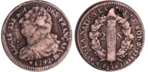 Saint-Domingue (Haïti) - 2 sous imitation de la 2 sol 1792 BB