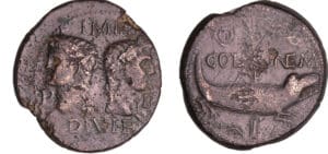 Agrippa et Auguste - Dupondius de Nîmes (10-14 av. J.-C., Nîmes)