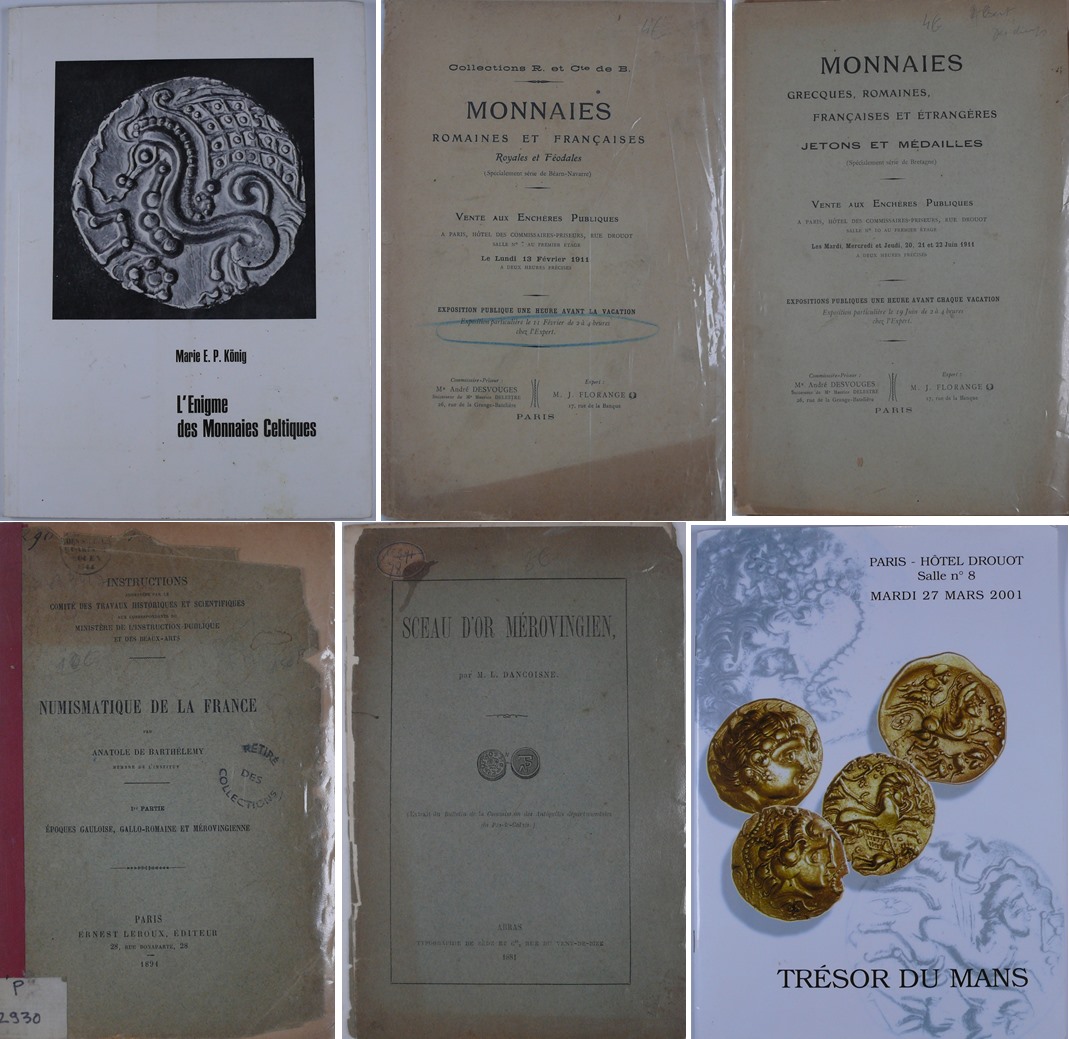 Lot de 6 ouvrages sur les monnaies gauloises, mérovingiennes et romaines Lot de 6 ouvrages sur les monnaies gauloises, mérovingiennes et romaines