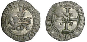 France - Henry V de Lancastre (1415-1422) - Double tournois Niquet dit Léopard - Rouen (30 novembre 1421)