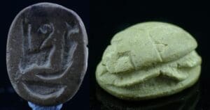 Egypte - Basse époque - Scarabée en stéatite (pschent) - 664 / 332 av. J.-C. (26ème-30ème dynastie)