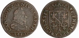 France - Champagne - Comté de Rethel - Charles de Gonzague - Liard 1610 France - Champagne - Comté de Rethel - Charles de Gonzague - Liard 1610