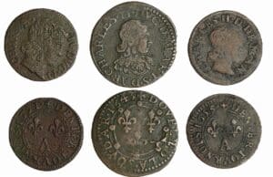 France - Champagne - Comté de Rethel - Charles II de Gonzague - Lot de 1 double tournois et 2 Denier tournois France - Champagne - Comté de Rethel - Charles II de Gonzague - Lot de 1 double tournois et 2 Denier tournois