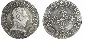 France - Henri III (1574-1589) - Demi-franc au col plat - 1588 G (Poitiers)