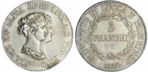 Italie - Principauté de Lucques et Piombino - 5 franchi 1806 (Florence)