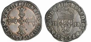 France - Henri IV (1589-1610) - Quart d'écu à la croix feuillue - 1592 L (Bayonne)