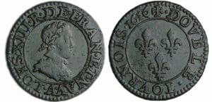 France - Louis XIII (1610-1643) - Double tournois au buste enfantin et col plat - 1616 A (Paris)