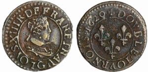 France - Louis XIII (1610-1643) - Double tournois au buste enfantin et col plat - 1620 G (Poitiers) Frappe médaille