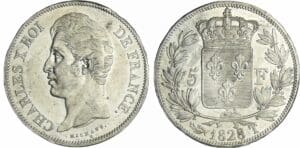 France - Charles X (1824-1830) - 5 francs 2ème type 1828 T (Nantes)