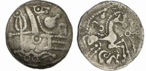 France - Ambiens - Denier scyphate à l'hippocampe (60-50 av. J.-C.) France - Ambiens - Denier scyphate à l'hippocampe (60-50 av. J.-C.)