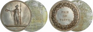 France - Directoire (1795-1799) - Médailles unifaces en étain, Prix de vertu 1797 France - Directoire (1795-1799) - Médailles unifaces en étain, Prix de vertu 1797