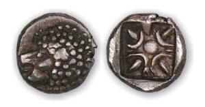 IONIE - Milet - Obole au lion (550 av. J.-C.).