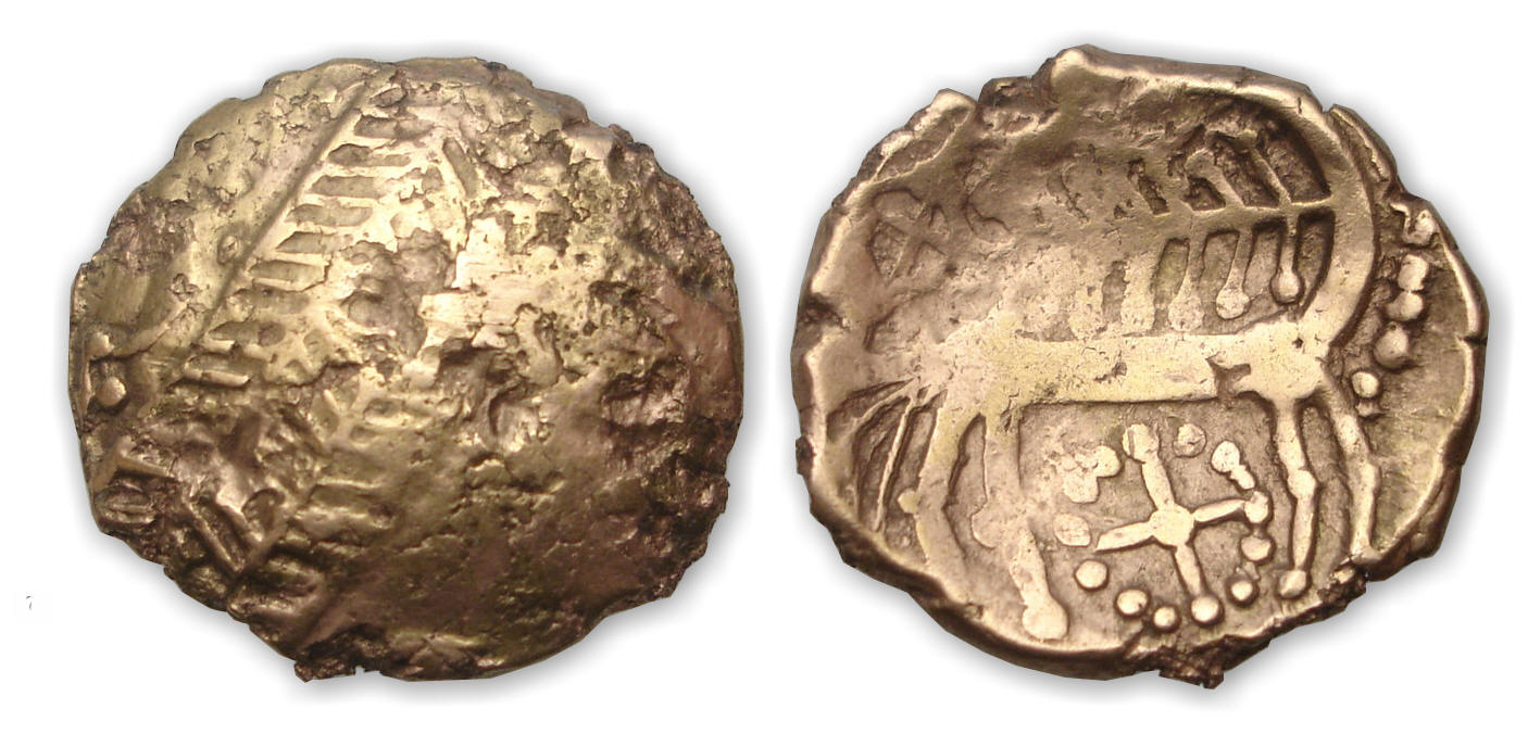 LEUQUES - Statère d'or au cheval retourné II-Ie siècle LEUQUES - Statère d'or au cheval retourné II-Ie siècle