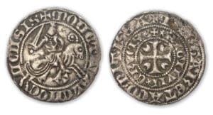 Hainaut - Marguerite de Constantinople demi-gros au cavalier Hainaut - Marguerite de Constantinople demi-gros au cavalier