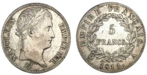 5 francs Napoléon revers Empire 1811 A (Paris) 5 francs Napoléon revers Empire 1811 A (Paris)