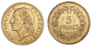 5 francs Lavrillier bronze alu 1940 5 francs Lavrillier bronze alu 1940